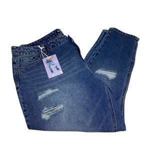 Blue Spice Boyfriend  Wax Jeans 16 NWT